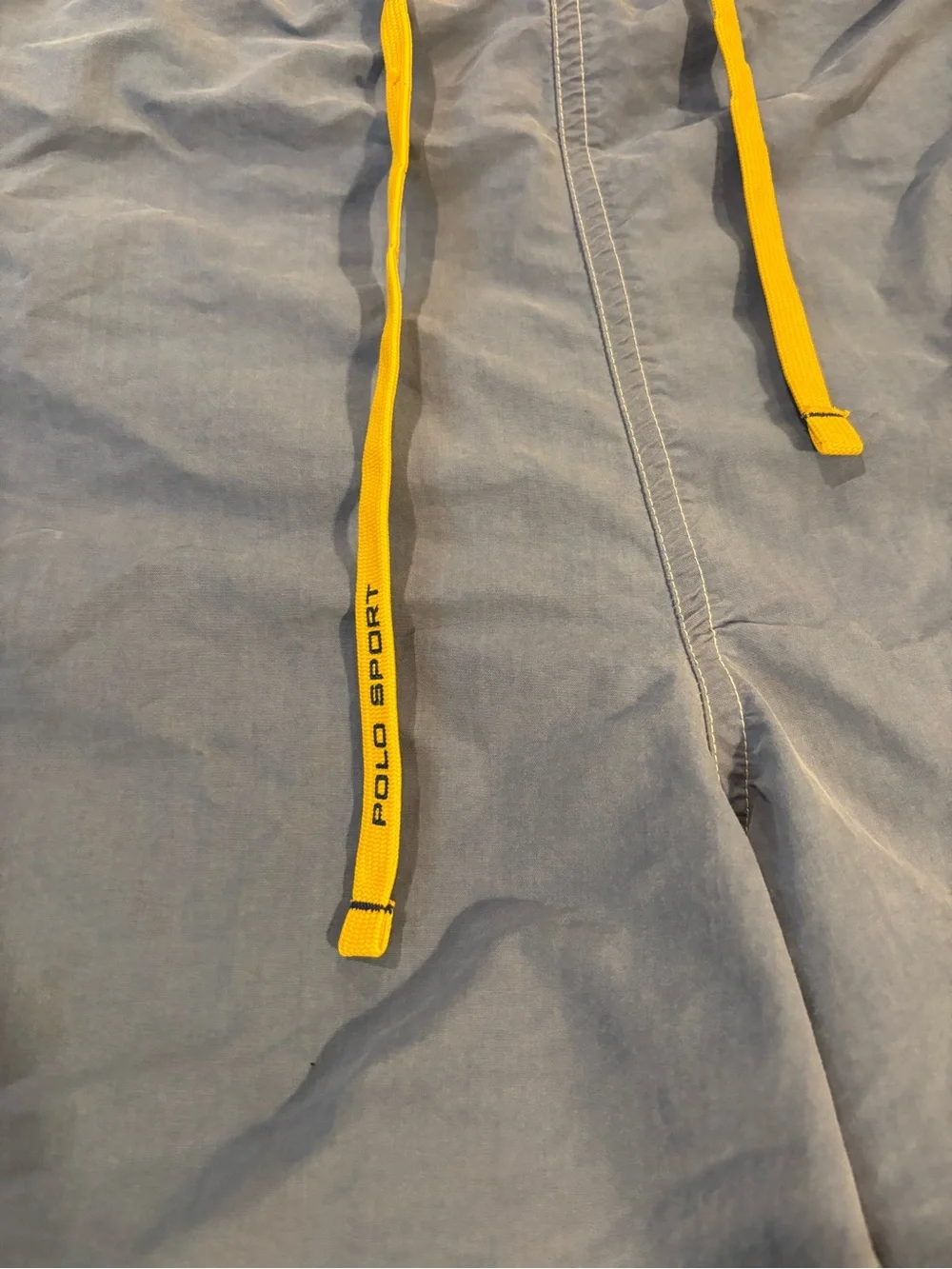 Vintage Polo Sport Ralph Lauren Swim Trunks Striped Blue Yellow Drawstring Large